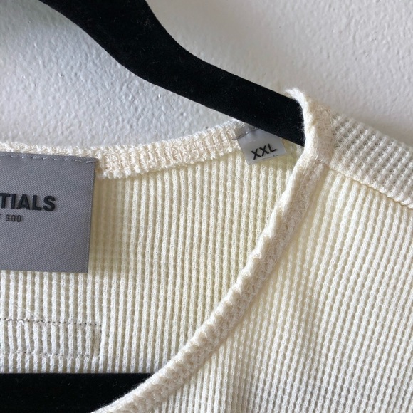 Essentials Beige Thermal Henley Shirt XXL - Picture 10 of 12